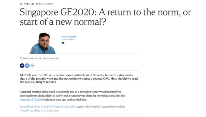 Singapore GE2020: A return to the norm, or start of a new normal? – The Straits Times