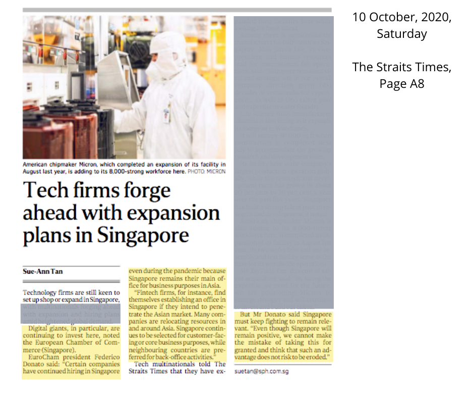 Tech firms forge ahead with expansion plans in Singapore – The Straits Times