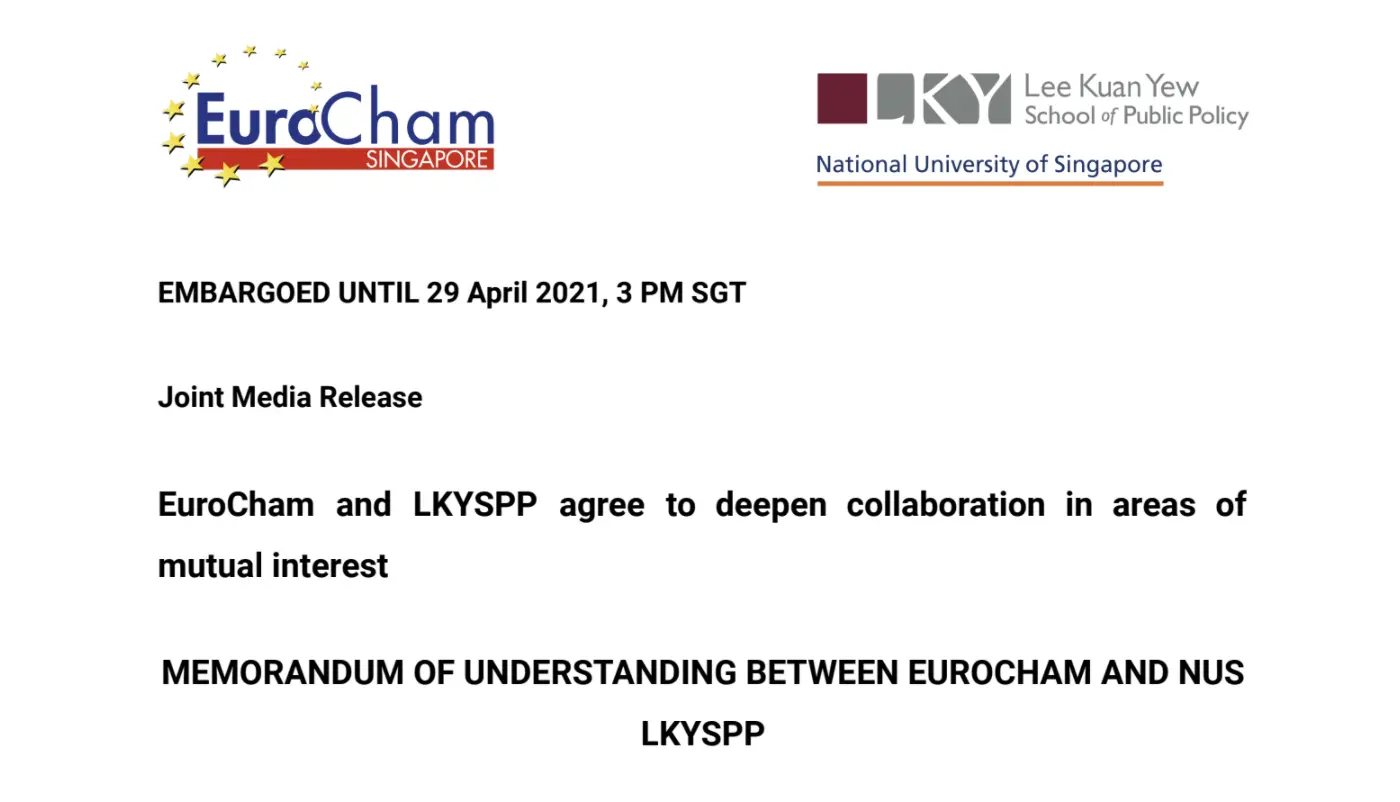 Memorandum of Understanding between EuroCham and NUS LKYSPP