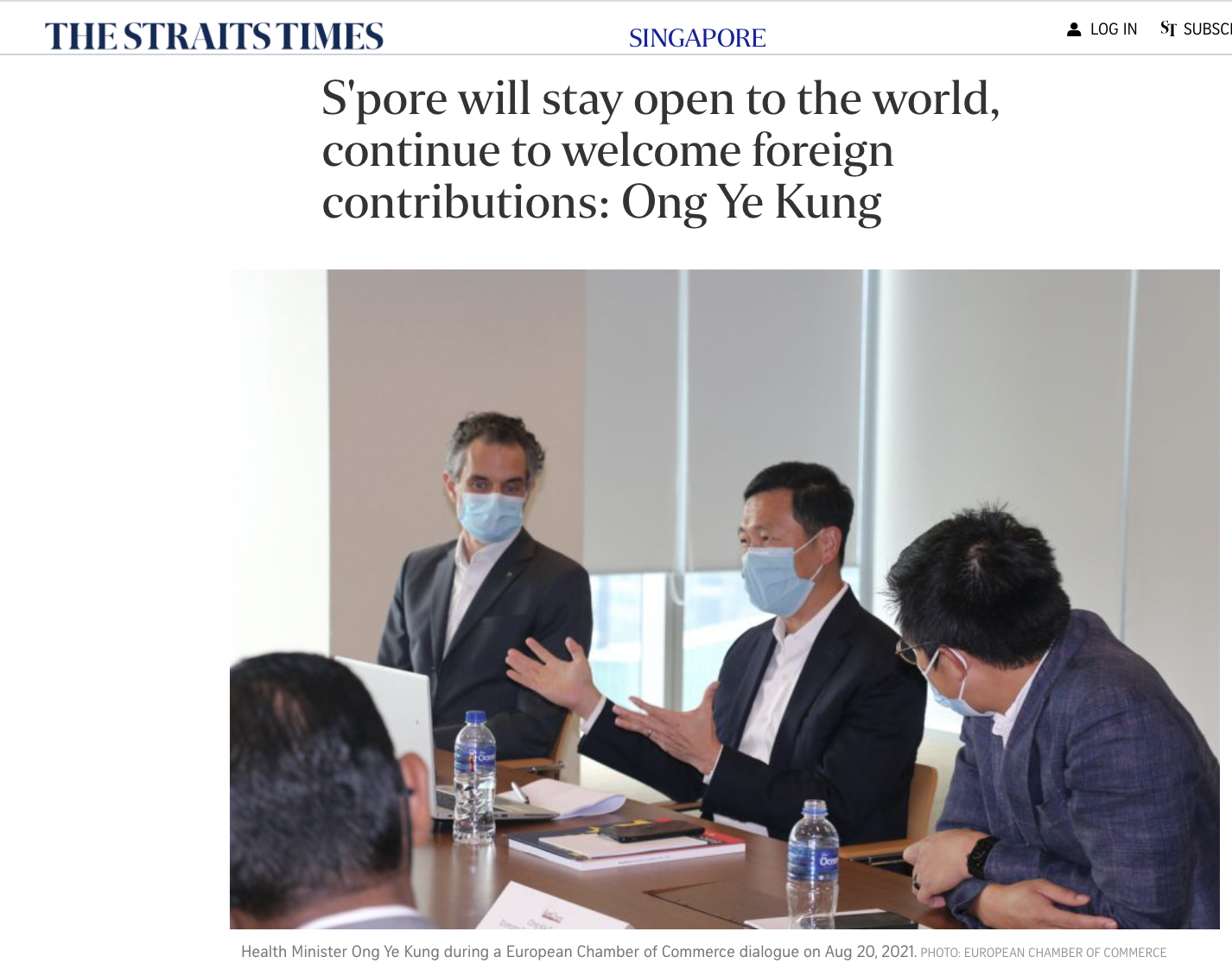 S’pore will stay open to the world, continue to welcome foreign contributions: Ong Ye Kung – The Straits Times