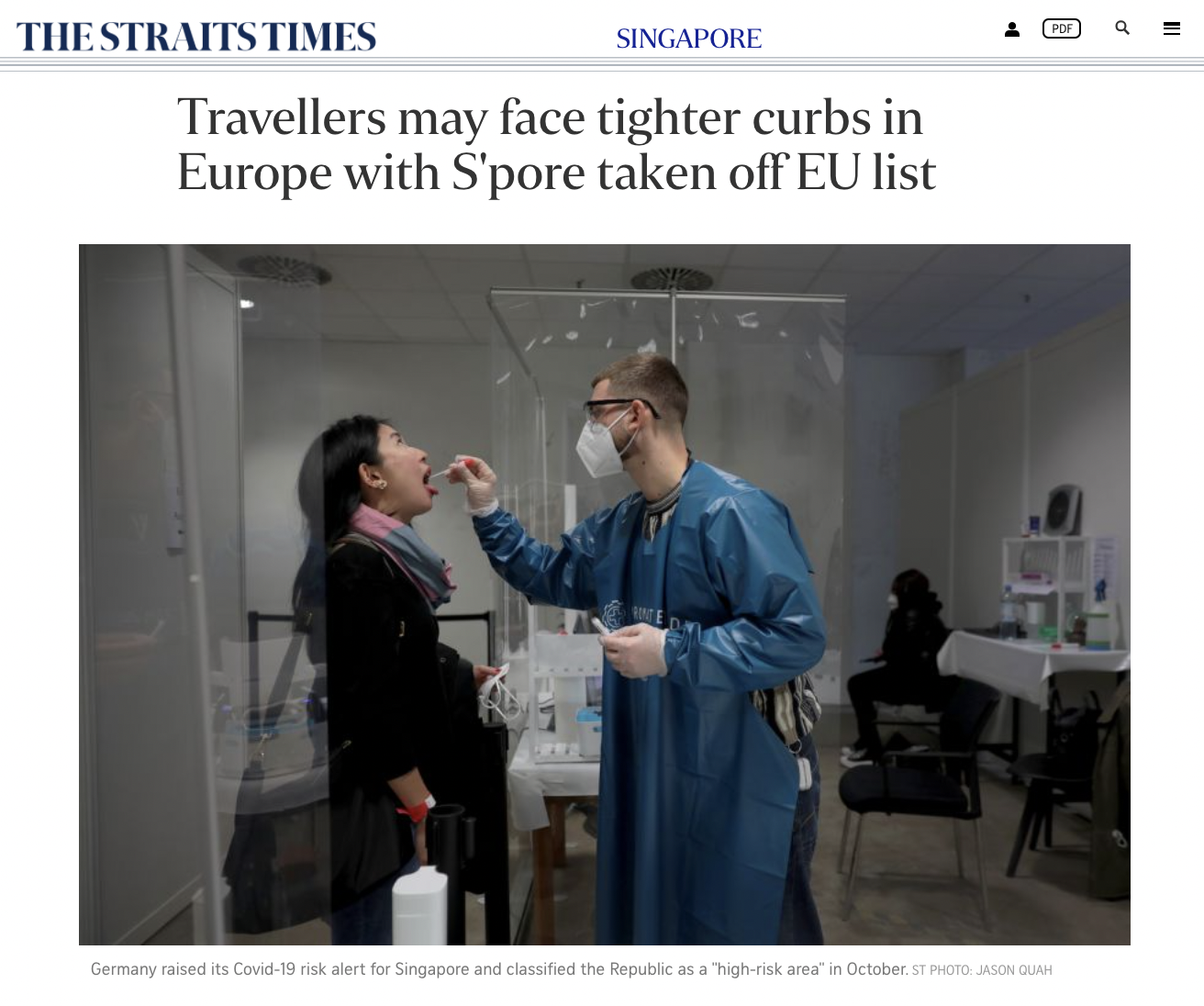 Travellers may face tighter curbs in Europe with S’pore taken off EU list – The Straits Times