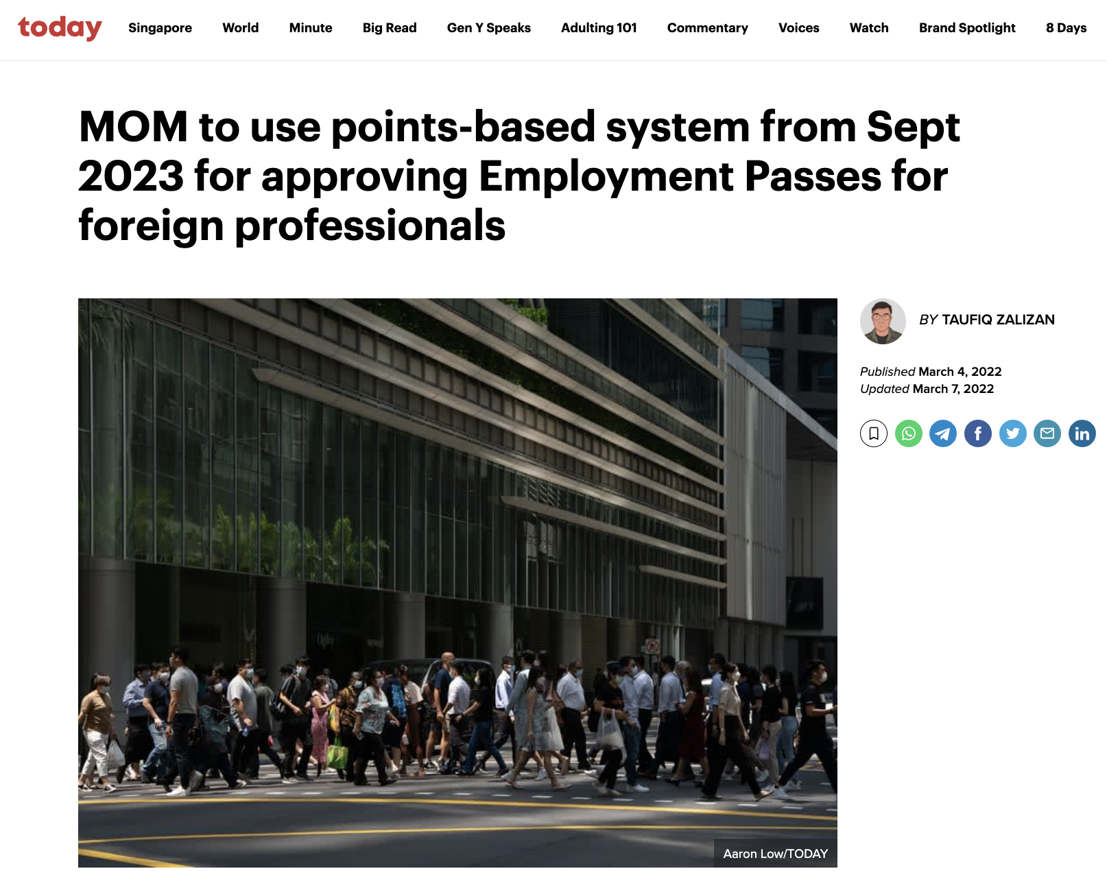MOM to use points-based system from Sept 2023 for approving Employment Passes for foreign professionals – TODAY