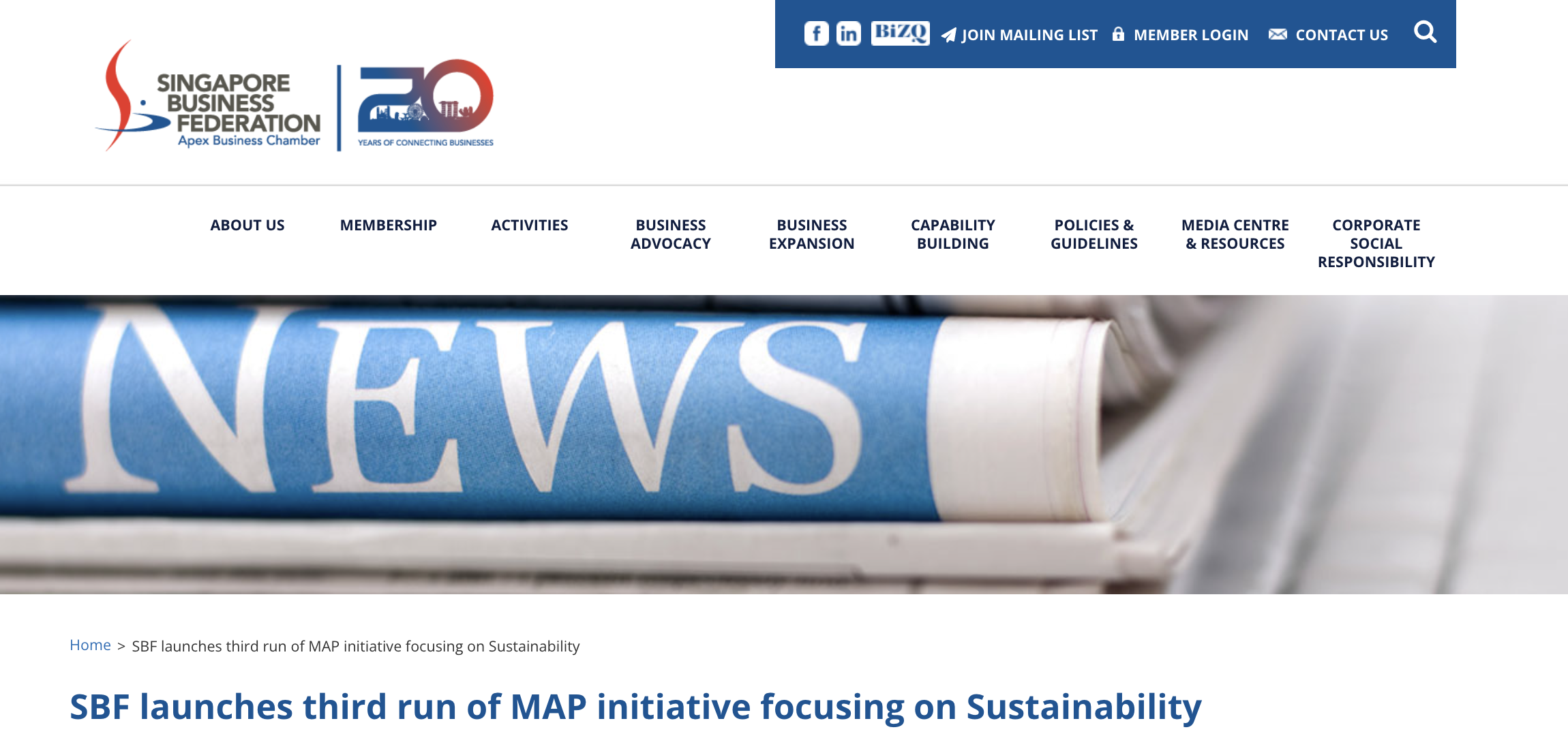 SBF launches third run of MAP initiative focusing on Sustainability