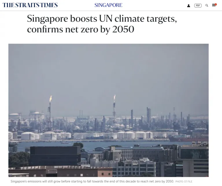 Singapore boosts UN climate targets, confirms net zero by 2050 – The Straits Times