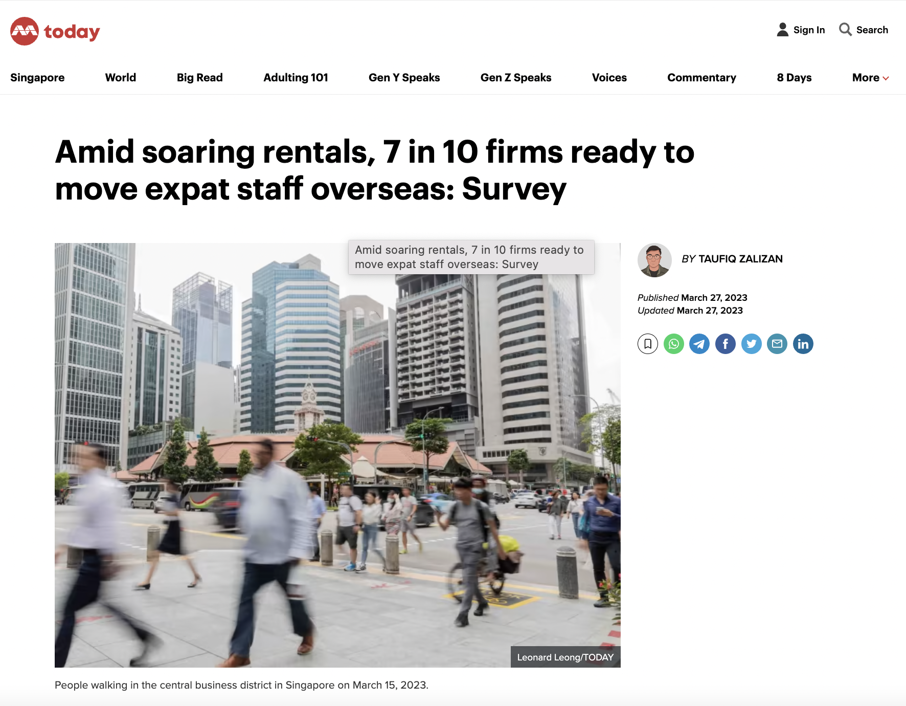 Amid soaring rentals, 7 in 10 firms ready to move expat staff overseas: Survey – Today Online