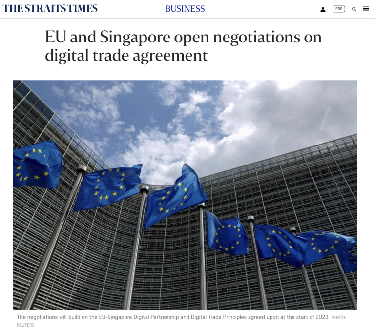 EU and Singapore open negotiations on digital trade agreement – The Straits Times