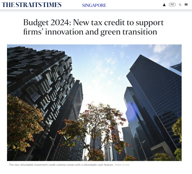 Budget 2024: New tax credit to support firms’ innovation and green transition – The Straits Times