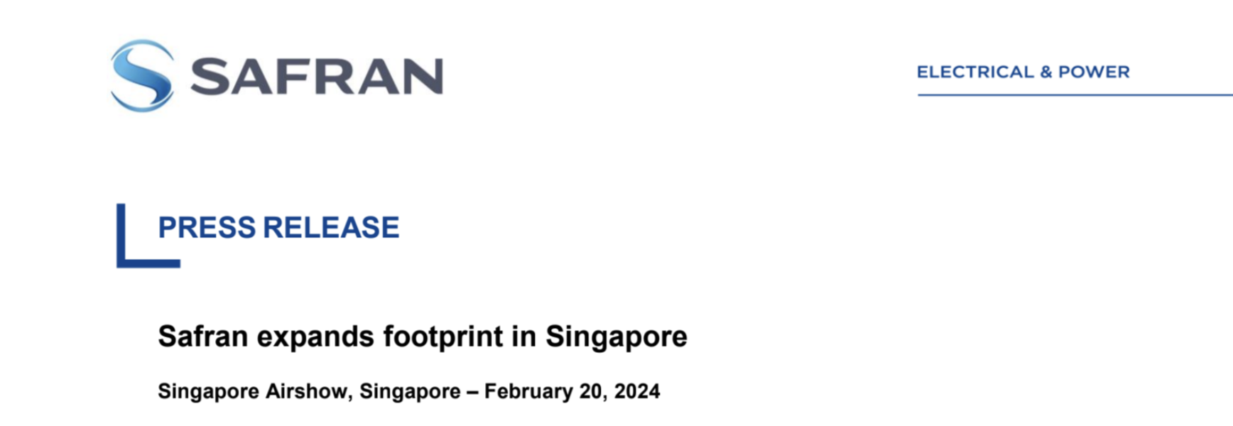 Safran expands footprint in Singapore