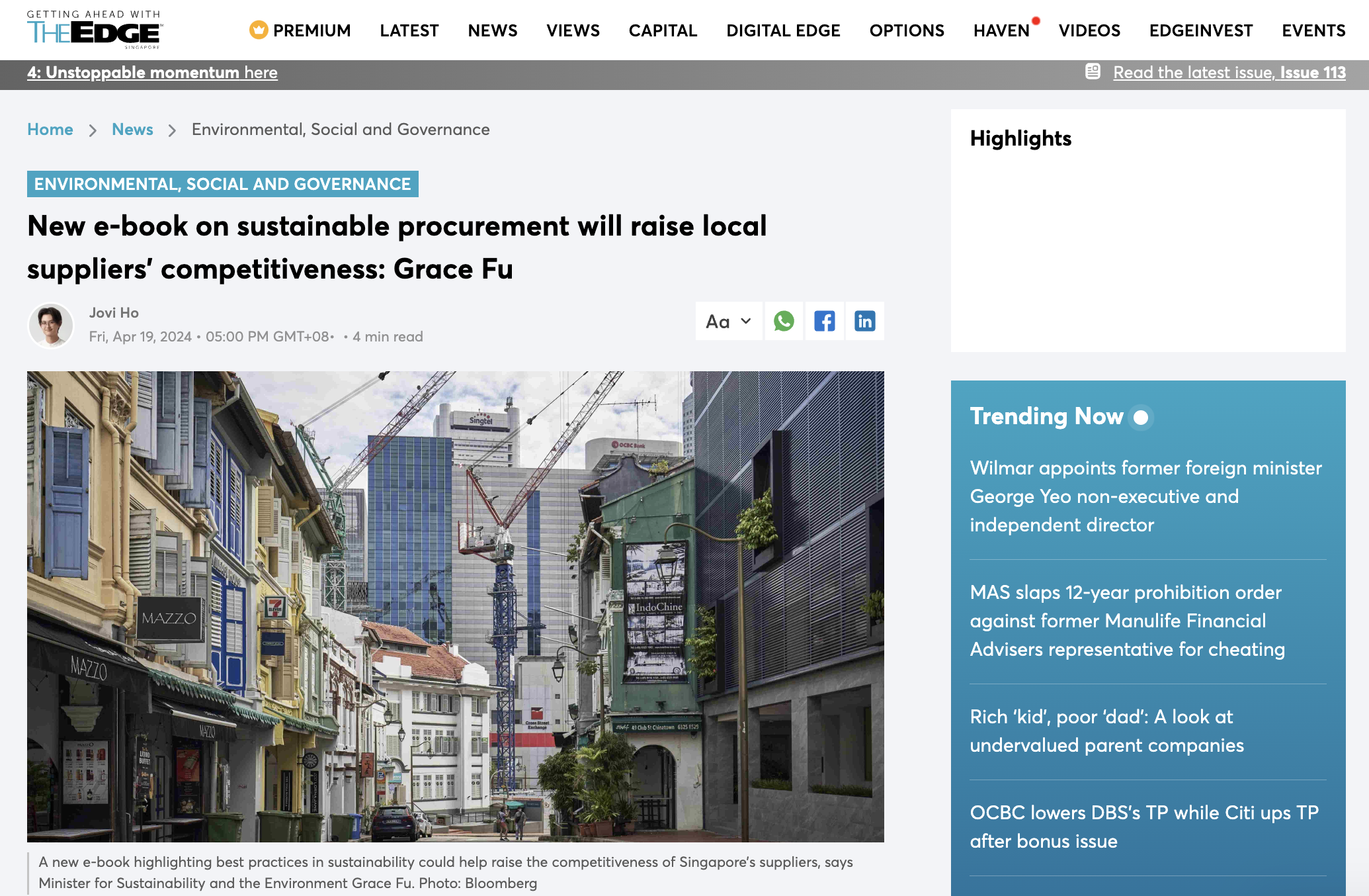 New e-book on sustainable procurement will raise local suppliers’ competitiveness: Grace Fu – The Edge