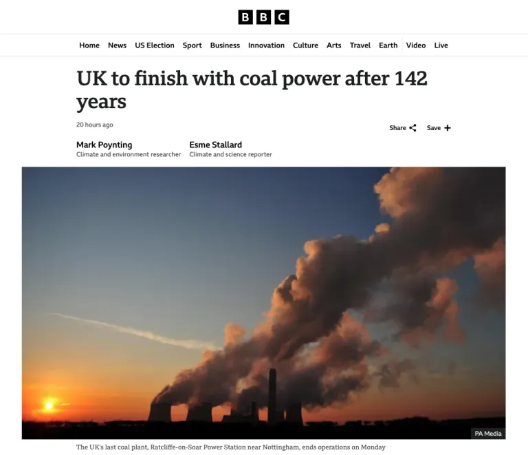 UK to finish with coal power after 142 years – BBC