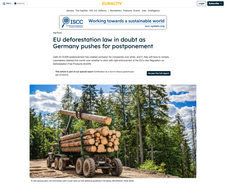 EU deforestation law in doubt as Germany pushes for postponement – Euroactiv
