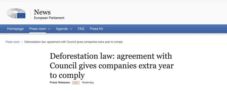 Deforestation law: agreement with Council gives companies extra year to comply